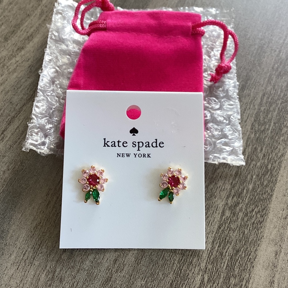 Kate Spade Pink Floral Crystal Stud Earrings